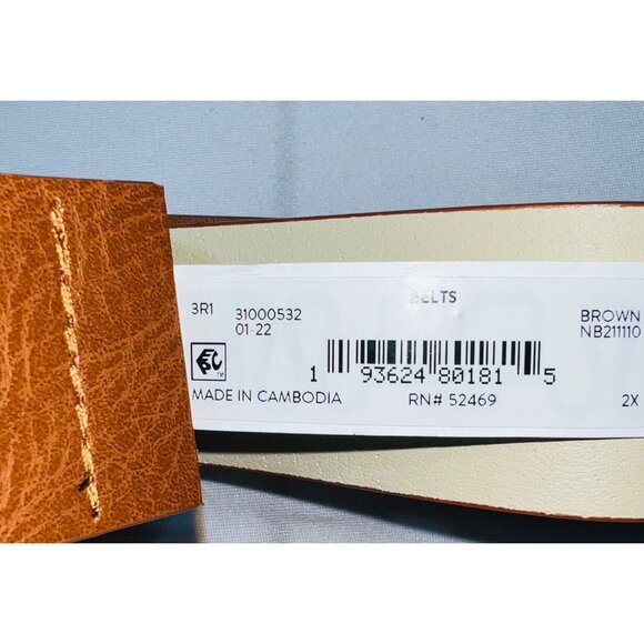 No Boundaries Brown Embossed Buckle Belt 2X Leather-Look Made In Cambodia - Picture 3 of 4
